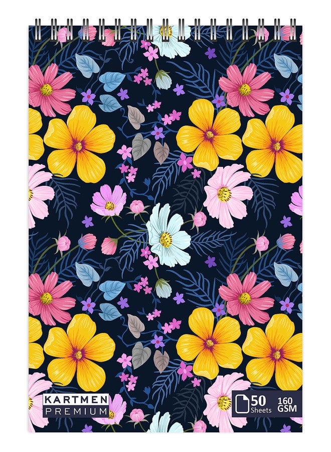 KARTMEN Paper Yellow Flower(50 Sheets,100 Pages) A5 Sketchbook|Top Spiral-Bound Oil Paint Sketchpad for Artists|Professional Grade Drawing and Sketchbook - Image 1